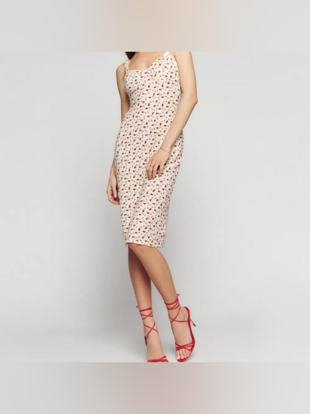 Reformation Crimini Rose Print Floral Mido slit Dress